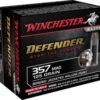 Opplanet winchester defender handgun 357 magnum 125 grain bonded jacketed hollow point brass cased centerfire pistol ammo 20 rounds s357mpdb main.jpg