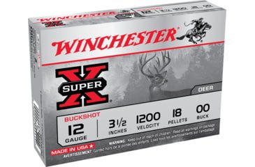 Opplanet winchester super x shotshell 12 gauge 18 pellets 3 5in centerfire shotgun buckshot ammo 5 rounds xb12l00 main.jpg
