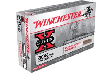 Opplanet winchester super x subsonic expanding 308 winchester 185 grain copper plated hollow point centerfire rifle ammo 20 rounds x308subx main.jpg
