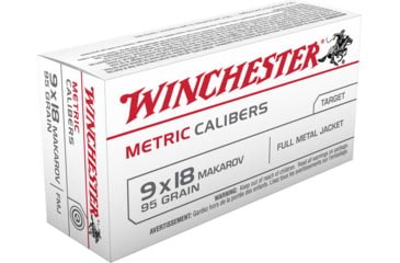 Opplanet winchester usa handgun metric calibers 9x18mm makarov 95 grain full metal jacket centerfire pistol ammo 50 rounds mc918m main.jpg