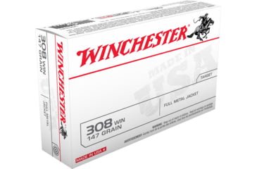 Opplanet winchester usa rifle 308 winchester 147 grain full metal jacket boat tail centerfire rifle ammo 20 rounds usa3081 main.jpg