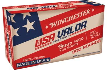 Opplanet winchester usa valor 9mm nato 124 grain fmj centerfire pistol ammo 200 rounds usa9natow main.jpg