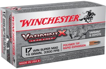 Opplanet winchester varmint x lf 17 winchester super magnum 15 grain rapid expansion polymer tip rimfire ammo 50 rounds x17w15plf main.jpg