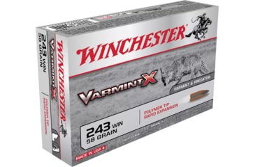 Opplanet winchester varmint x rifle 243 winchester 58 grain rapid expansion polymer tip centerfire rifle ammo 20 rounds x243p main 1.jpg